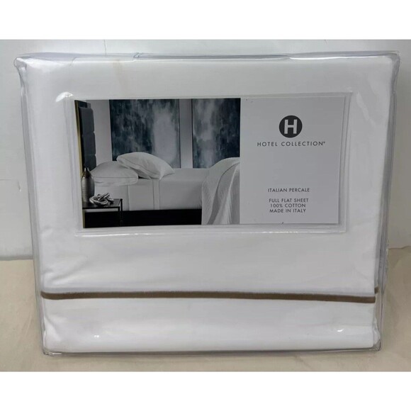 Hotel Collection Italian Percale 100% Cotton Flat Sheet, Full , Made In Italy - Picture 1 of 4